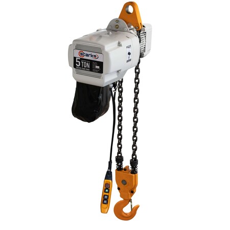 Starke Electric Chain Hoist, 10,000 lb, 15 ft, Hook Mounted, 460V 3-Phase, Grey STK5011-15-460V-3PH-A
